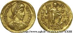 HONORIUS(22/01/393-15/08/423)Flavius Honorius Solidus N° v23_0649    Date : 402-408 Nom de l'atelier : Flaminie, Ravenne, (Ravenna) Métal : or Diamètre : 20mm Axe des coins : 6h. Poids : 4,44g. Etat d
