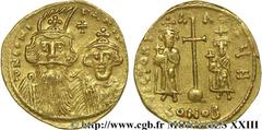 CONSTANS II(09/641-15/07/668) Solidus N° v23_0682    Date : 659-661 Nom de l'atelier : Constantinople Métal : or Diamètre : 19mm Axe des coins : 6h. Poids : 4,51g. Degré de rareté : R2 Etat de conserv