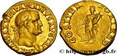 VESPASIANUS Type : Aureus  Date : 69-71  Mint name / Town : Lyon  Metal : gold  Millesimal fineness : 1000  ‰ Diameter : 18,5  mm Orientation dies : 6  h. Weight : 7,26  g. Rarity : R3  Obverse legend
