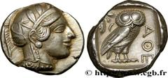 ATTICA - ATHENS Type : Tétradrachme  Date : c. 440 AC.  Mint name / Town : Athènes, Attique  Metal : silver  Diameter : 25  mm Orientation dies : 7  h. Weight : 17,20  g. Obverse legend : Anépigraphe 