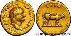 VESPASIANUS Type : Aureus  Date : 74  Mint name / Town : Rome  Metal : gold  Millesimal fineness : 1000  ‰ Diameter : 20  mm Orientation dies : 6  h. Weight : 7,20  g. Rarity : R3  Obverse legend : IM