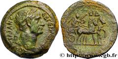 TRAJANUS Type : Drachme  Date : an 14  Mint name / Town : Alexandrie, Égypte  Metal : billon  Diameter : 34,5  mm Orientation dies : 12  h. Weight : 19,41  g. Rarity : R1  Obverse description : Tête l