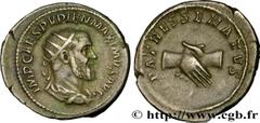 PUPIENUS Type : Antoninien  Date : 238  Mint name / Town : Rome  Metal : silver  Millesimal fineness : 500  ‰ Diameter : 23  mm Orientation dies : 1  h. Weight : 4,98  g. Rarity : R1  Obverse legend :