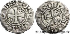 French Medieval and Renaissance Coins HUGH CAPET Denier n.d. Beauvais R1 silver (22mm, 1,16g, 6h) Obverse : HERVEVS HVGO [R]EX, (H et E liés et V et E liés) Croix cantonnée aux 2 et 3 d'un besant Reve
