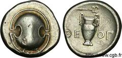 BEOTIE - THEBES(IVe siècle avant J.-C.) Statère N° v11_0082    Date : c. 350 AC. Nom de l'atelier : Béotie, Thèbes Métal : argent Diamètre : 23,5mm Axe des coins : 1h. Poids : 12,04g. Degré de rareté 