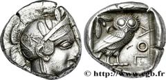 Greek Coins of Europe ATTICA - ATHENS Tétradrachme c. 450 AC. Athènes, Attique R1 silver (25,5mm, 17,11g, 9h) Obverse : Anépigraphe Tête d'Athéna à droite, coiffée du casque attique à cimier, orné de 