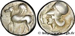 Greek Coins of Europe CORINTHIA - CORINTH Statère c. 360 AC. Corinthe, Corinthie R3 silver (19mm, 8,50g, 9h) Obverse : Q archaïque Pégase au pas, passant à gauche, les ailes repliées, levant l'antérie