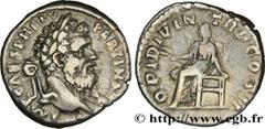 Coinage of the Severan dynasty PERTINAX Denier 193 Rome R3 silver (17mm, 3,47g, 6h) Obverse : IMP CAES P HELV - PERTIN AVG Tête laurée de Pertinax à droite (O*) Reverse : OPI DIVIN - TR P COS II Ops (