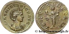 Coinage from the military crisis MAGNIA URBICA Aurelianus Wife of Carinus, mother of Nigrinian - Augusta 284 Lyon R2 billon (22mm, 3,99g, 7h) Obverse : MAGNIA VR-BICA AVG Buste diadémé et drapé de Mag