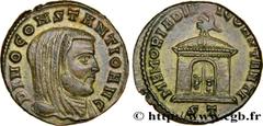 Coinage from the Tetrarchy and Constantine I CONSTANTIUS I Follis ou nummus Restitution of Maxentius 307-308 Ticinum R1 copper (24mm, 6,26g, 4h) Obverse : DIVO CONSTANTIO AVG Tête voilée de Constance 