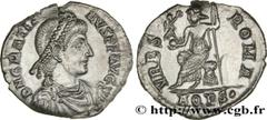 Coinage of the Late Empire GRATIAN Silique 378-383 Aquilée R1 silver (17mm, 1,87g, 12h) Obverse : D N GRATIA-NVS P F AVG Buste diadémé, drapé et cuirassé de Gratien à droite, vu de trois quarts en ava