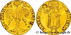 Foreign coins ITALY - FLORENCE - RÉPUBLIC Florin d'or, 9e série 1341 Florence R1 gold (19mm, 3,52g, 6h) Obverse : + FLOR-ENTIA Grande fleur de lis épanouie Reverse : .S. IOHA-NNES. B (Mm) Saint Jean-B