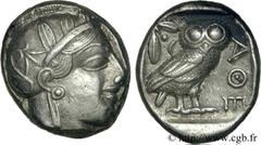 ATTIQUE - ATHENES(Ve siècle avant J.-C.) Tétradrachme N° v24_0081    Date : c. 430-420 AC. Nom de l'atelier : Athènes Métal : argent Diamètre : 24,5mm Axe des coins : 12h. Poids : 17,17g. Etat de cons