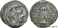 ATTIQUE - ATHENES(IIe - Ier siècles avant J.-C.) Tétradrachme stéphanophore N° v24_0083    Date : c. 132-131 AC. Nom de l'atelier : Athènes, monétaires Dositheos et Charias Métal : argent Diamètre : 3