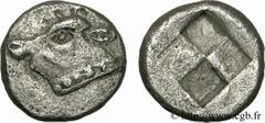 MASSALIA - MARSEILLE(525/520-480-474 avant J.-C.) Trois-quarts de litra du type du trésor d’Auriol à la tête de veau N° v24_0847    Date : c. 480-470 AC. Métal : argent Diamètre : 9mm Axe des coins : 