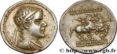 BACTRIA - BAKTRIAN KINGDOM - EUKRATIDES I Type : Tétradrachme  Date : c. 170-160 AC.  Mint name / Town : Bactres, Bactriane  Metal : silver  Diameter : 32,5  mm Orientation dies : 12  h. Weight : 16,9