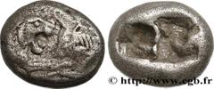 LYDIA - LYDIAN KINGDOM - CROESUS Type : Tiers de statère  Date : c. 550 AC.  Mint name / Town : Lydie, Sardes  Metal : silver  Diameter : 11,5  mm Weight : 3,48  g. Rarity : R2  Obverse legend : Anépi