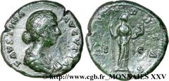 FAUSTINE JEUNE(+175)Annia Galeria FaustinaAugusta(146-175) Sesterce, (GB, ئ 32) N° v25_0296    Date : 156-161 Nom de l'atelier : Rome Métal : bronze Diamètre : 31,5mm Axe des coins : 5h. Poids : 21,64