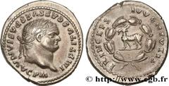 Roman coins TITUS Type : Denier  Date : 80  Mint name / Town : Rome  Metal : silver  Millesimal fineness : 900  ‰ Diameter : 19  mm Orientation dies : 6  h. Weight : 3,89  g. Rarity : R2  Obverse lege