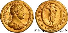 Roman coins HADRIAN Type : Aureus  Date : 121  Mint name / Town : Rome  Metal : gold  Millesimal fineness : 1000  ‰ Diameter : 19  mm Orientation dies : 8  h. Weight : 7,31  g. Rarity : R2  Obverse le