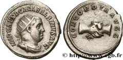 Roman coins BALBINUS Type : Antoninien  Date : mai - juin  Date : 238  Mint name / Town : Rome  Metal : silver  Millesimal fineness : 500  ‰ Diameter : 22,5  mm Orientation dies : 7  h. Weight : 4,29 