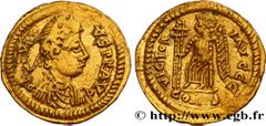 Roman coins LIBIUS SEVERUS Type : Tremissis  Date : c. 461-465  Mint name / Town : Toulouse  Metal : gold  Diameter : 15  mm Orientation dies : 5  h. Weight : 1,43  g. Rarity : R3  Obverse legend : D 