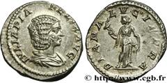 Roman coins JULIA DOMNA Type : Denier  Date : 214  Mint name / Town : Rome  Metal : silver  Millesimal fineness : 500  ‰ Diameter : 18,5  mm Orientation dies : 12  h. Weight : 3,76  g. Officine : 6e  