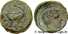 Greek Coins SICILY - GELA Type : Trias  Date : c. 420-405 AC.  Mint name / Town : Géla, Sicile  Metal : copper  Diameter : 18  mm Orientation dies : 2  h. Weight : 4,49  g. Rarity : R1  Obverse descri