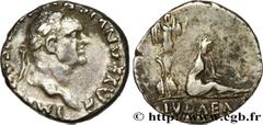 Roman coins VESPASIAN Type : Denier  Date : 70  Mint name / Town : Rome  Metal : silver  Millesimal fineness : 900  ‰ Diameter : 16  mm Orientation dies : 6  h. Weight : 3,48  g. Rarity : R2  Obverse 