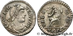 Roman coins GRATIAN Type : Silique  Date : 375-378  Mint name / Town : Trèves  Metal : silver  Millesimal fineness : 900  ‰ Diameter : 18  mm Orientation dies : 12  h. Weight : 2,01  g. Obverse legend