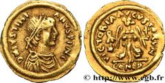 Byzantine coins JUSTINIAN I Type : Tremissis  Date : 537-542  Mint name / Town : Rome  Metal : gold  Millesimal fineness : 1000  ‰ Diameter : 15,5  mm Orientation dies : 6  h. Weight : 1,46  g. Rarity