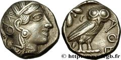 Greek Coins ATTICA - ATHENS Type : Tétradrachme  Date : c. 420 AC.  Mint name / Town : Athènes, Attique  Metal : silver  Diameter : 24  mm Orientation dies : 9  h. Weight : 17,08  g. Obverse legend : 