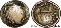 Celtic coins SEQUANI - HELVETII, Unspecified (Currently Switzerland) Type : Quart de statère au cheval et à la rouelle  Date : IIe-Ier siècles avant J.-C.  Metal : gold  Diameter : 12,5  mm Orientatio