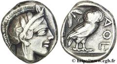 ATTIQUE - ATHENES(Ve siècle avant J.-C.) Tétradrachme N° v26_0059    Date : c. 430 AC. Nom de l'atelier : Athènes Métal : argent Diamètre : 25mm Axe des coins : 6h. Poids : 17,10g. Degré de rareté : R