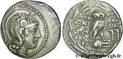 ATTIQUE - ATHENES(IIe - Ier siècles avant J.-C.) Tétradrachme stéphanophore N° v26_0061    Date : c. 150-149 AC. Nom de l'atelier : Athènes, monétaires Ammonios et Kallias Métal : argent Diamètre : 29