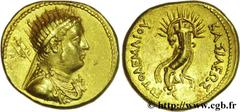 ROYAUME LAGIDE - PTOLEMEE IV PHILOPATOR(221-205 avant J.-C.) Octodrachme d’or (mnaieon) N° v26_0108    Date : c. 221-205 AC. Nom de l'atelier : Alexandrie Métal : or Diamètre : 25mm Axe des coins : 12