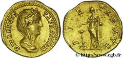 FAUSTINE MERE(+141)Annia Galeria FaustinaConsécration d'Antonin le Pieux Aureus N° v26_0271    Date : 141 Nom de l'atelier : Rome Métal : or Diamètre : 19mm Axe des coins : 12h. Poids : 7,54g. Degré d