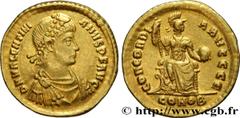 Roman coins VALENTINIAN II Type : Solidus  Date : 388-392  Mint name / Town : Constantinople  Metal : gold  Diameter : 21  mm Orientation dies : 6  h. Weight : 4,48  g. Rarity : R2  Officine : 5e  Obv