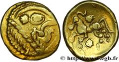 Celtic coins GALLIA BELGICA - BELLOVACI (Area of Beauvais) Type : Statère d'or à l'astre, cheval à gauche  Date : c. 80-50 AC.  Mint name / Town : Beauvais (60)  Metal : gold  Diameter : 18,5  mm Orie