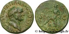 Roman coins VESPASIAN Type : Dupondius  Date : 71  Mint name / Town : Rome  Metal : copper  Diameter : 27,00  mm Orientation dies : 7  h. Weight : 14,65  g. Obverse legend : IMP CAES VESPASIAN AVG COS