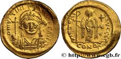 Byzantine coins JUSTINIAN I Type : Solidus  Date : 542-565  Mint name / Town : Constantinople  Metal : gold  Millesimal fineness : 1000  ‰ Diameter : 21  mm Orientation dies : 6  h. Weight : 4,53  g. 