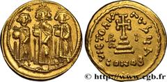 Byzantine coins HERACLIUS, HERACLIUS CONSTANTINE and HERACLONAS Type : Solidus  Date : 636-637  Mint name / Town : Constantinople  Metal : gold  Millesimal fineness : 1.000  ‰ Diameter : 21  mm Orient
