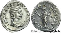 JULIA SOEMIAS(+222)Julia SoوmiasMère d'Elagabal, fille de Julia Maésa, sœur de Julia Mamée - Augusta(219-222) Denier N° v27_0597    Date : 221 Nom de l'atelier : Rome Métal : argent Diamètre : 20mm Ax