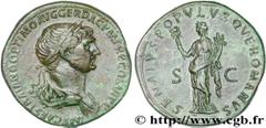 TRAJAN(27/10/97-8/08/117)Marcus Ulpius TraianusAuguste(25/01/98-8/08/117) Sesterce, (GB, ئ 34) N° v27_0637    Date : 116 Nom de l'atelier : Rome, donativa Métal : bronze Diamètre : 34mm Axe des coins 