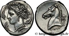 Greek Coins SICILY - SICULO-PUNIC - ENTELLA Type : Tétradrachme  Date : c. 320/315 - 305/300 AC.  Mint name / Town : Entella, Sicile  Metal : silver  Diameter : 27,5  mm Orientation dies : 12  h. Weig