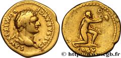 Roman coins DOMITIANUS Type : Aureus  Date : 77-78  Mint name / Town : Rome  Metal : gold  Millesimal fineness : 1000  ‰ Diameter : 20  mm Orientation dies : 6  h. Weight : 7,06  g. Rarity : R1  Obver