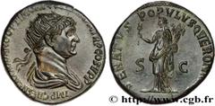 Roman coins TRAJANUS Type : Dupondius  Date : 115  Mint name / Town : Rome  Metal : copper  Diameter : 26  mm Orientation dies : 6  h. Weight : 11,45  g. Rarity : R1  Officine : 1re  Obverse legend : 