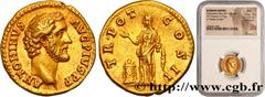 Roman coins ANTONINUS PIUS Type : Aureus  Date : 139  Mint name / Town : Rome  Metal : gold  Millesimal fineness : 1000  ‰ Diameter : 19  mm Orientation dies : 6  h. Weight : 7,53  g. Rarity : R3  Obv