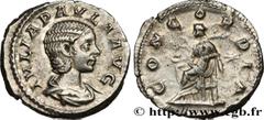 Roman coins JULIA PAULA Type : Denier  Date : 220  Mint name / Town : Rome  Metal : silver  Millesimal fineness : 500  ‰ Diameter : 18  mm Orientation dies : 6  h. Weight : 3,40  g. Rarity : R2  Obver