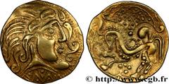Celtic coins PARISII (Area of Paris) Type : Statère d'or, classe V  Date : c. 60-52 AC.  Mint name / Town : Paris (75)  Metal : gold  Diameter : 25  mm Orientation dies : 3  h. Weight : 7,18  g. Rarit
